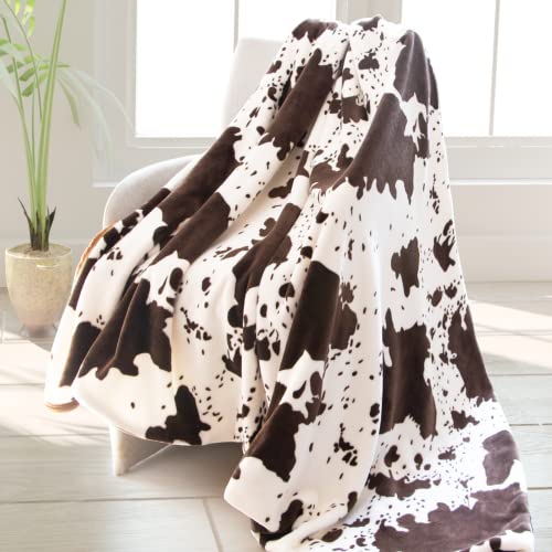 Cow Print Blanket Soft Flannel Cozy Cute Warm Plush Lightweight Throw Blanket for Couch Sofa Bed All-Season Cow Fleece Throws for Adults Kids Boys Teens Gifts 50"x60"
