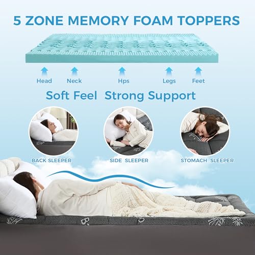 BDEUS Twin XL Cooling Mattress Topper 4 Inch Dual Layer Memory Foam