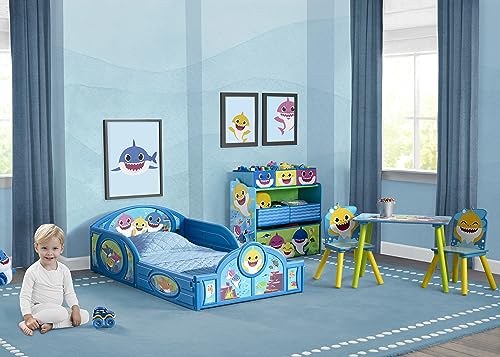Toddler Bed with Guardrails - Plastic Baby Sleep & Play Bed with Decals