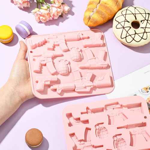 KitBeads 2Pcs Gun Silicone Molds Bullet Pistol Machine Fondant Molds for Baking Candle Crafts Party Cake Decoration Cupcake Topper