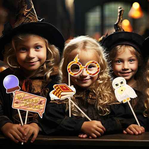 25 Pieces Magical Wizard Party Photo Booth Props Magical Photo Props Wizard Castle Themed Party Decorations for Kids Birthday Halloween Christmas School Party Supplies