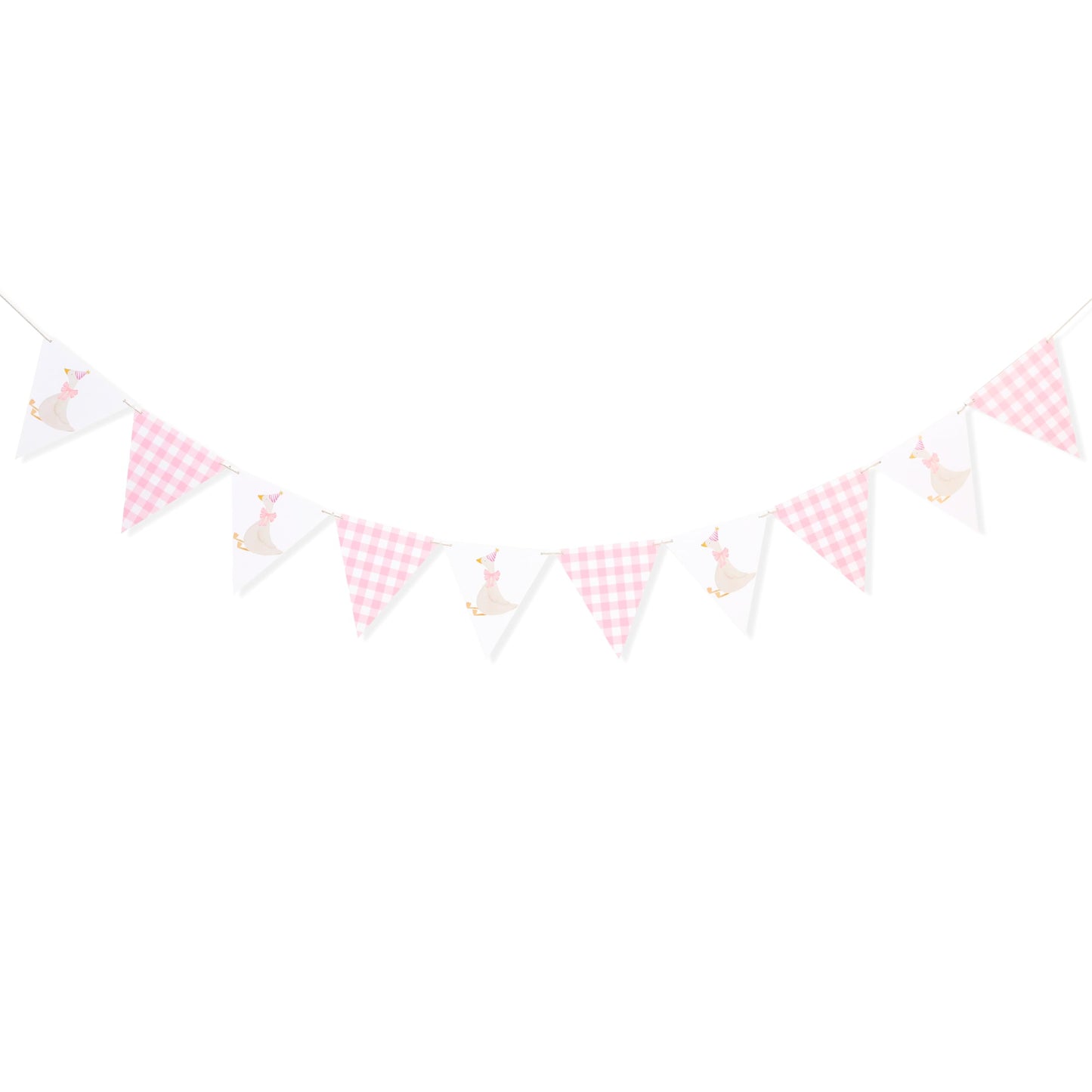 One Silly Goose Birthday Banner - Silly Goose Party Decorations,Baby Shower Gingham Banner,Fabric Bunting First/1st Birthday (pink)