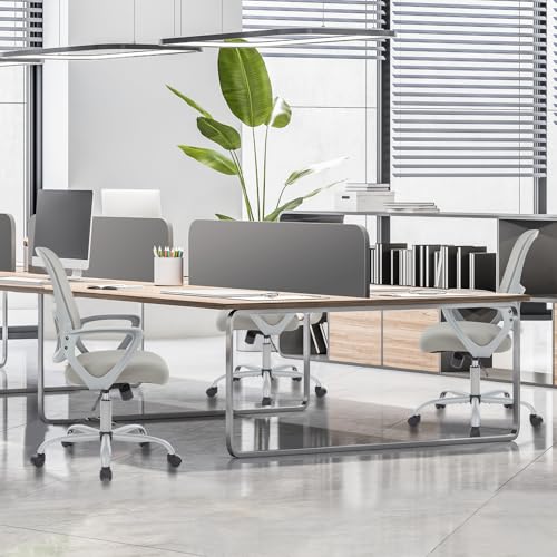 Ergonomic Mesh Office Chair Grey 18.5" Fixed Arm - Sweetcrispy