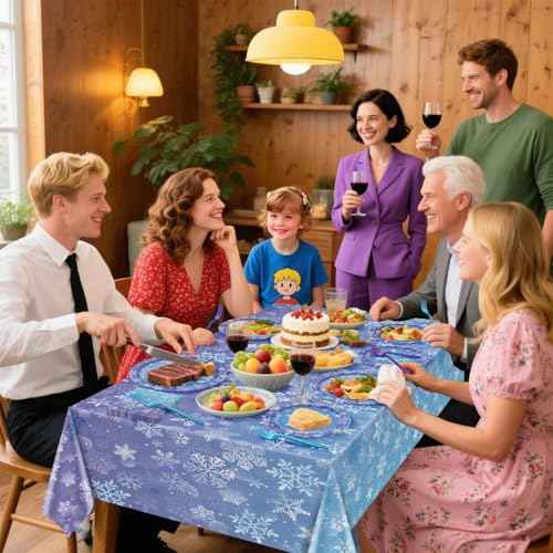 Winter Snowflake Party Supplies for 20 Guests, Disposable Tableware Set Includes Paper Plates, Napkins, Forks, Tablecloth for Girls Princess Party Christmas Winter Holiday Party Decorations