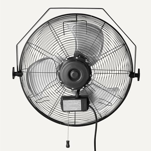 Outdoor Misting Fan - 18" Wall-Mounted Industrial Cooling Fan with Tilt Head, Waterproof IP44, Metal Blades, 3 Speeds
