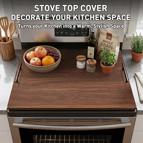 FUSOUBOTY Walnut Noodle Board Stove Cover with Handles - Kitchen Countertop Protector