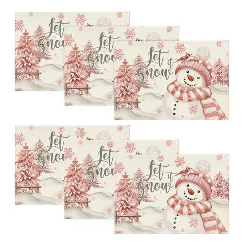 Artoid Mode Xmas Trees Let It Snow Pink Snowman Christmas Placemats