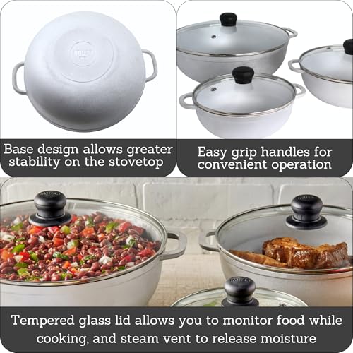 Cast Aluminum Caldero Set with Glass Lids - 1.5/2.5/5.2 Qt Multi-Size
