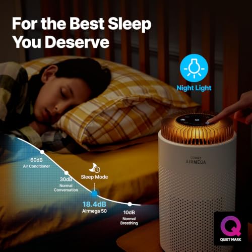 Coway Airmega 50 Air Purifier Bundle with 16-Month Filter Supply - VALUE-PACK, True HEPA, Smoke & Allergies, Auto Mode, White