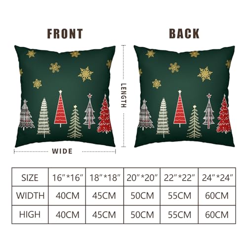 A6-2 20 x 20 Green Christmas Tree Pillow Covers Set of 2 - Dark Green Linen