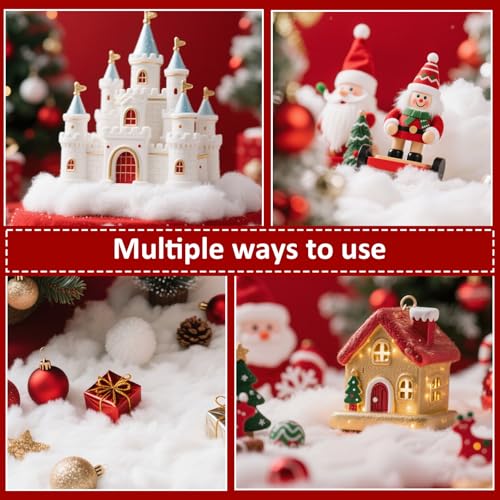 Christmas Fake Snow Decoration,7 Oz(1 Bag) White Artificial Snow Cotton Fluffy Fake Snow for Mantle Village,Nativity Set,Faux Snow Christmas Tree Decor,Winter Indoor Home Decoration