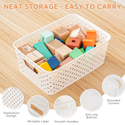 Homaigie White Plastic Storage Baskets 12-Pack for Closet & Office Organization