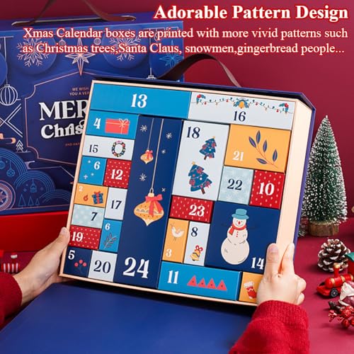 GKWW Blue DIY Advent Calendar with 24 Cardboard Boxes – Christmas Countdown Calendar