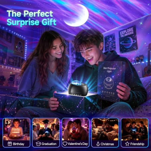 One Fire Northern Lights Galaxy Projector Black - 7-15 Year Old Boy Birthday Gift