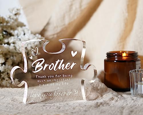 Personalized Acrylic Brother Gift Block - Heart & Love Puzzle Keepsake
