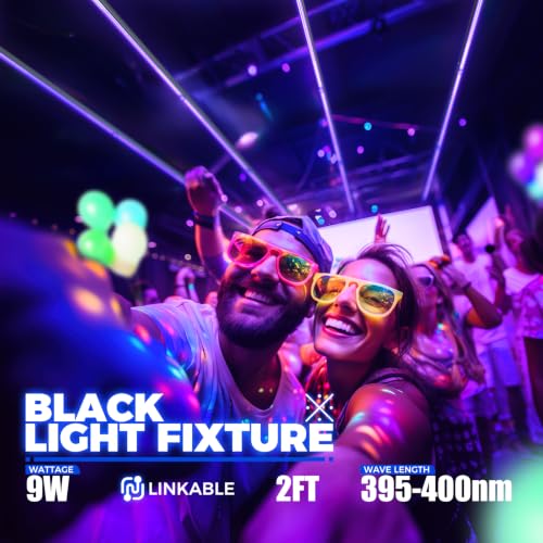 Barrina UV LED Blacklight Bar 9W 2ft T5 Bulb for Glow Party Halloween 4 Pack