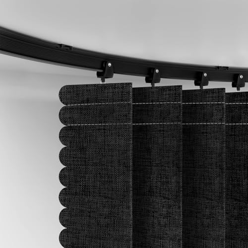 AJAZZ Black Room Divider Curtain Set with Flexible Ceiling Track 100W x 96L