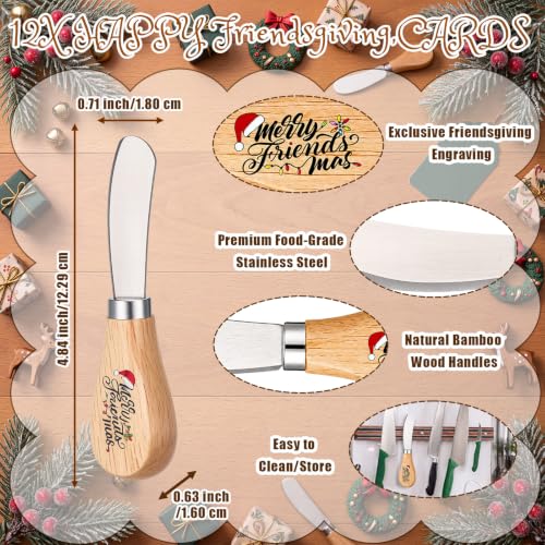 24-Piece Christmas Butter Knives Set with Engraved Holiday Design