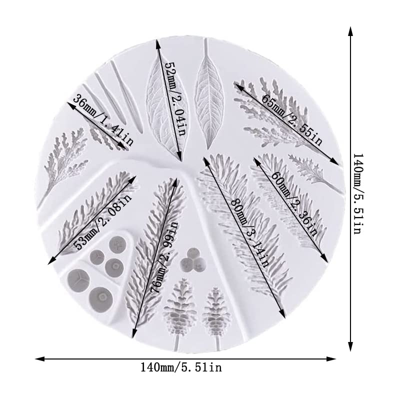 Cestony Christmas Foliage Pine Cone Silicone Mold for Fondant, Cookies & Candies