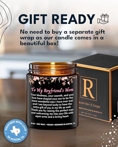 Boyfriend's Mom Candle - Thoughtful Gift for Her, Lavender & Sage Scent, Gift-Ready Home Fragrance by Rosa Vila