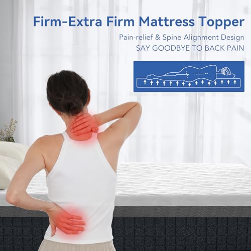 Vipbear Extra Firm Mattress Topper 3 Inch Full Size Reversible Support Pad