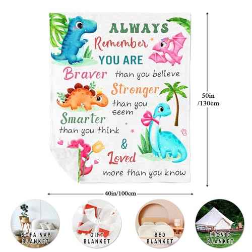 Dinosaur Blanket, Dinosaur Gifts for Girls/Boys 50"X40", Birthday Gift for Kids Teens Who Like Dinosaurs