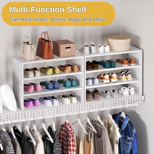White 3-Tier Expandable Shoe Rack Organizer for Closet & Entryway - Stackable, Holds 8-16 Pairs - 1 Pack