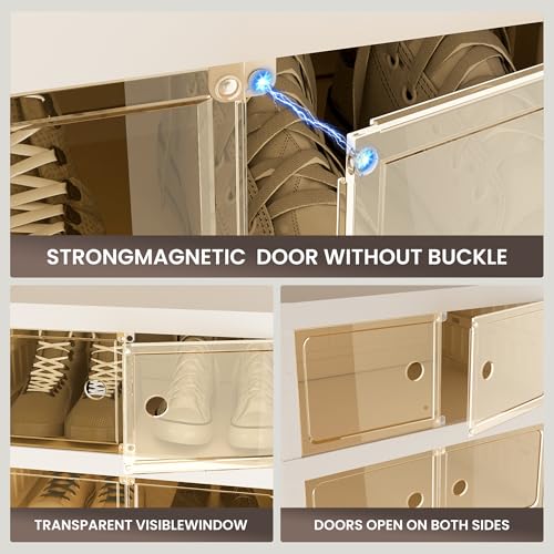 White 9-Layer Foldable Shoe Organizer Storage Box with Magnetic Clear Door