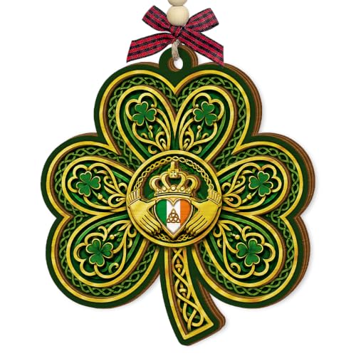 Irish Celtic Christmas Ornament with Shamrock and Knotwork - Handmade Irish Holiday Decoration