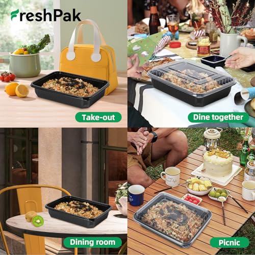 Black 48oz Meal Prep Containers 40-Pack Leakproof Food Storage - Single Compartment