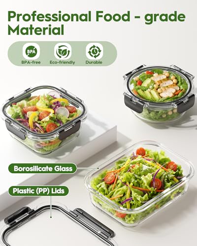 Canfanni 40-Piece Glass Food Storage Container Set with Airtight Lids