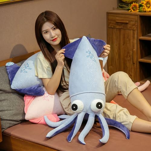 27.5inch Squid Fish Plush Toy Pillow Soft Fish Cushion Stuffed Animal Throw Pillow Toy for Kids Christmas Birthday Toys Gift