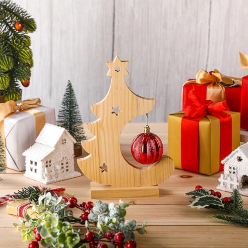 Thyle Chic Wooden Christmas Tree Ornament Holder - Holiday Desktop Decor
