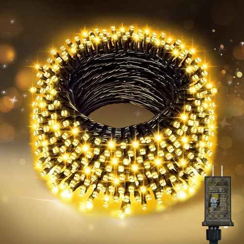Nisocy 33FT LED String Lights Outdoor Waterproof ? Warm White Fairy Lights with Plug, Connectable Christmas Tree Lights for Patio, Garden, Bedroom, Wedding, Party, Decor