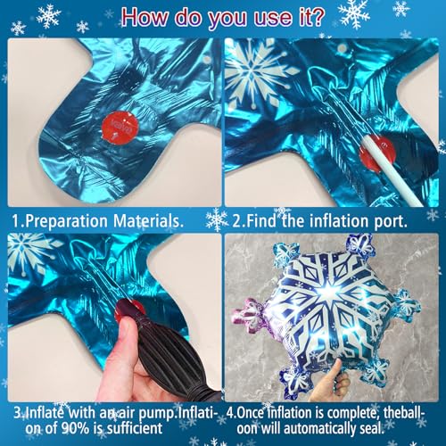 WRBAJIS 5Pcs Colorful Snowflake Foil Balloons Set - 21.26x24.02in Winter Wonderland
