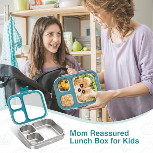 HOMEKOL 27oz Stainless Steel Bento Lunch Box with Leak-Proof Lid, Blue, 3.3 Cups