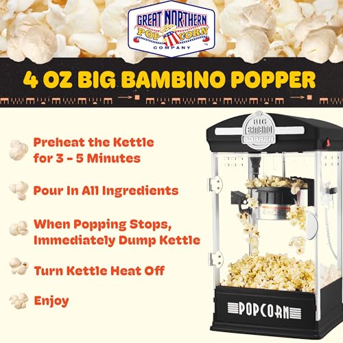 Great Northern Popcorn Big Bambino 4oz Popcorn Machine - Black