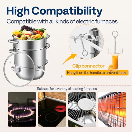 9.3 Qt Stainless Steel Steam Juicer for Canning Fruit & Grape Juice - Multi-Purpose Steamer