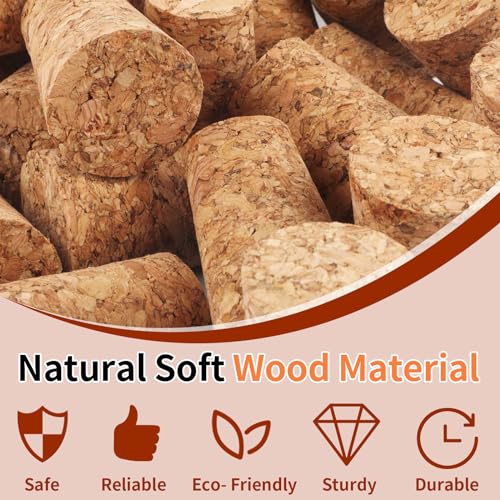 Wine Corks, Natural Soft Wood Wine Bottle Corks, Leakproof Tapered Corks, 20 Pack Wooden Replacement Wine Stoppers for Wine Beer Liquor Bottles, DIY Crafts