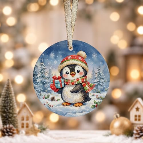 Fulsoe Winter Penguin Christmas Ornament - Blue Holiday Tree Decor