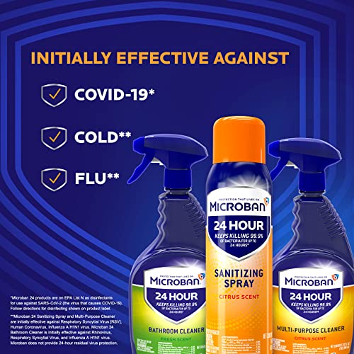 Microban 24 Hour Disinfectant Spray - Citrus Scent, 15oz Pack of 2