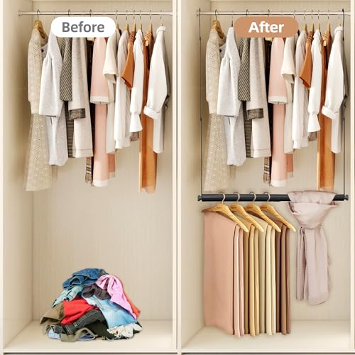 Storage Maniac 2-Pack Adjustable Closet Rod for Hanging Clothes, Black