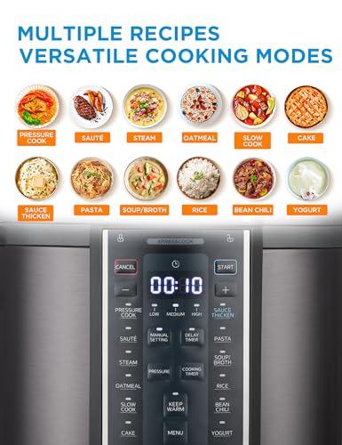 12-in-1 Electric Pressure Cooker - 6 Quarts, Black, Multi-Function Programmable