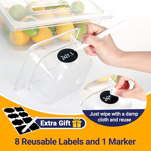 BIEAMA 6 Pack 1/2 Size 6-Inch Deep NSF Polycarbonate Food Pans with Lids