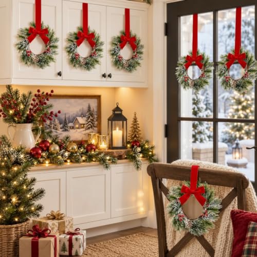 Hotop 16 Pcs 7.87 In Mini Christmas Wreaths for Kitchen Cabinets (8.5 cm inner, 20 cm outer)
