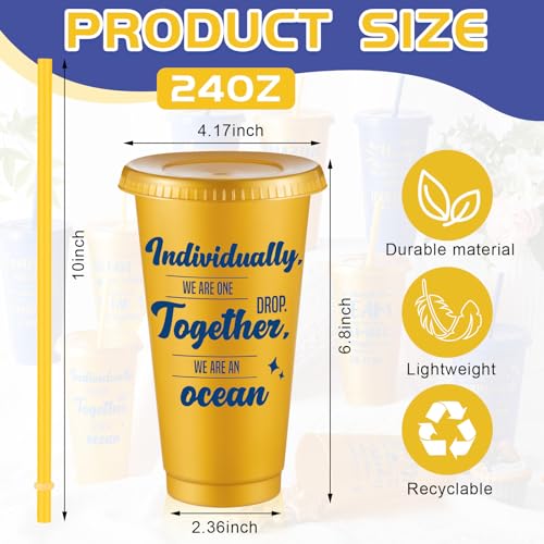 Uiifan 30 Pack Employee Appreciation Gift Cups Blue & Gold - 24oz Team Recognition