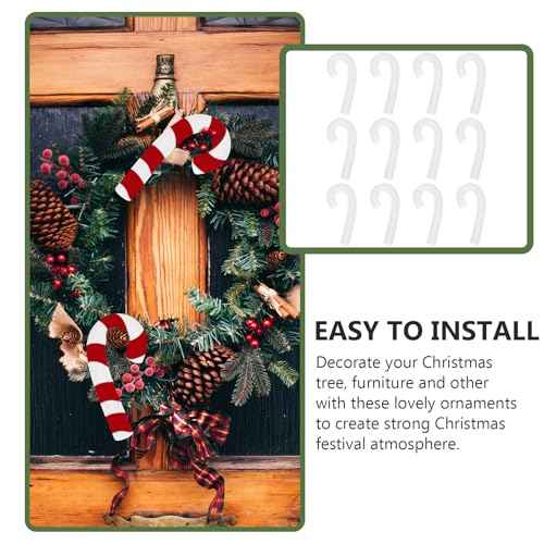 Cabilock 12pcs Christmas Cane Crutch, White DIY Foam Cane Pendant, Christmas Tree Hanging Ornament for Xmas Party Favors Holiday Decoration