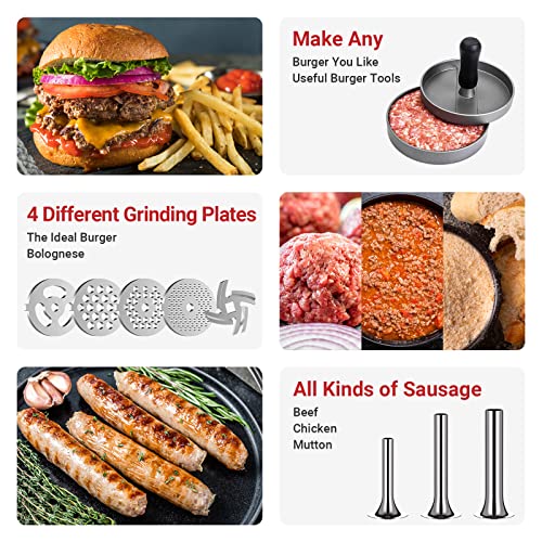 HOZODO Meat Grinder Attachment for KitchenAid Stand Mixer - Silver & Grey