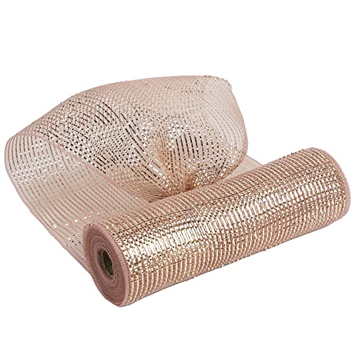 Deluxe Rose Gold Foil Deco Mesh 10in Roll – 30ft, for Wreaths, Garlands, Christmas Decor