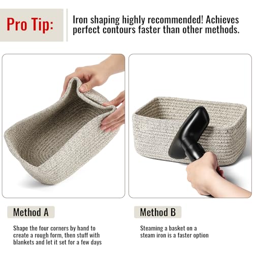 Brown Woven Rope Storage Bins Set of 8 for Nursery & Organization